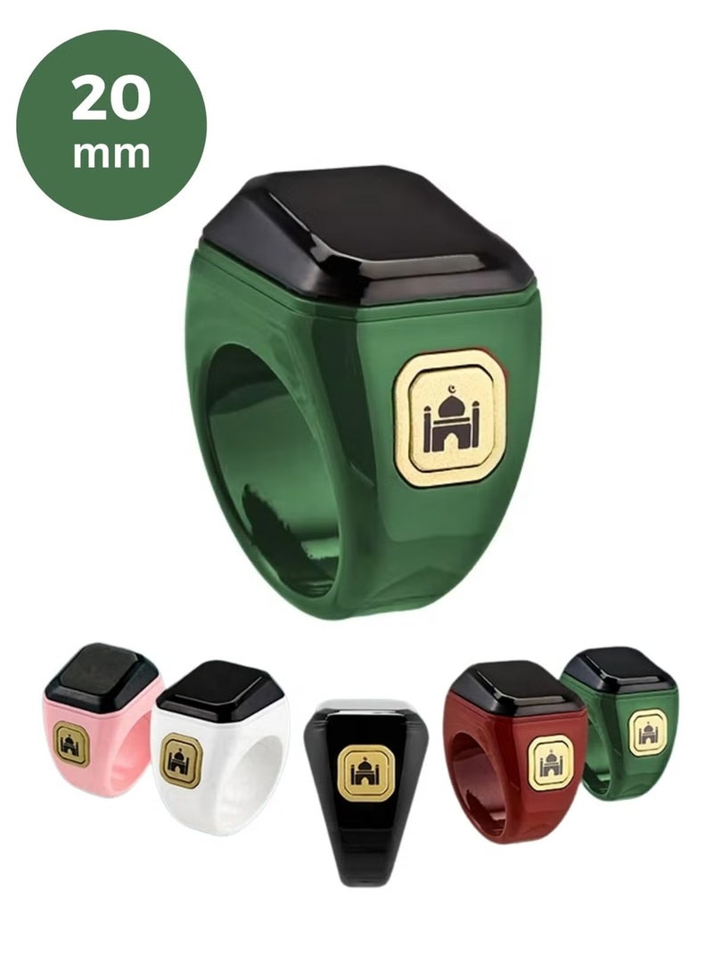 22 mm Zikr Ring Smart Ring with Vibration Reminder Tasbih Counter and Bluetooth Connection for Exclusive IQIBLA App and 5 Daily Prayer Reminders Green - Image 1