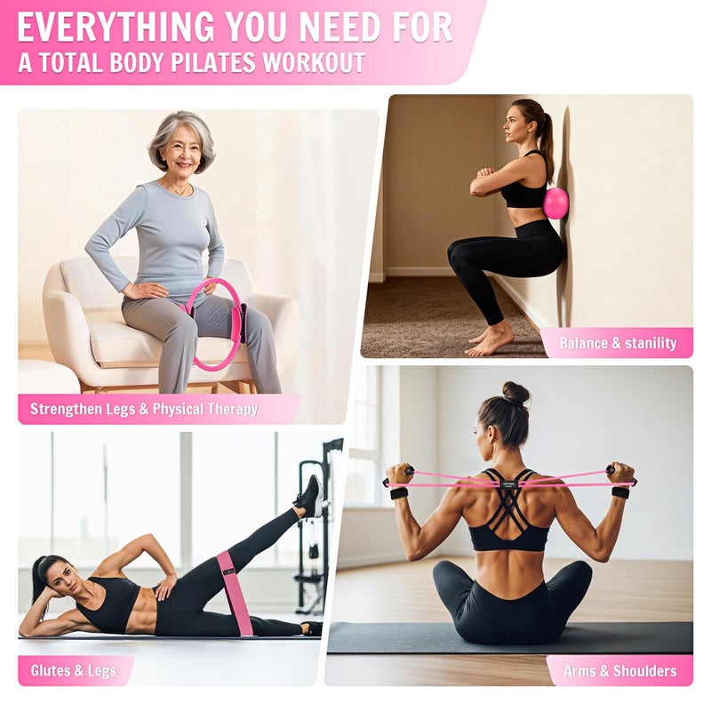 UZTUGG Pilates Essentials Kit for Women, at Home Workout Equipment with Mini Ball, Pilates Ring, Fabric Resistance Bands, Figure 8 Resistance Bands, Exercise Starter for Strength, Toning, Flexibility - Image 3
