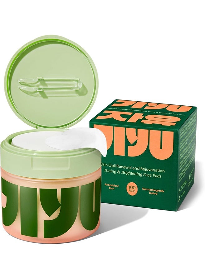 Jiyu Anti-Aging Toner Pads Dark Spots & Wrinkles - Moisturizer with Snail Mucin, Centella Asiática, Niacinamide, Peptides - for Polished and Young Skin - 100 Count - Image 1