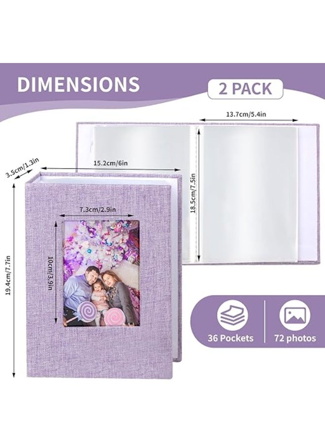DUNISO Photo Album 6 Inches, Linen Cover Photo Book, 36 Pockets, Can Hold 72 Photos, Suitable For Family, Anniversary, Baby Vacation And Other Occasions (Purple) - Image 2