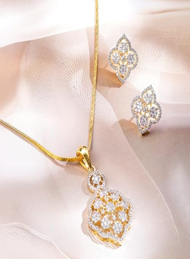Rubans 22K Gold-Plated Handcrafted Artificial Pendat Jewelry Set- Zirconia Studded with Matching Earrings For Women and Girls - Perfect for Weddings and Special Occasions - Image 4