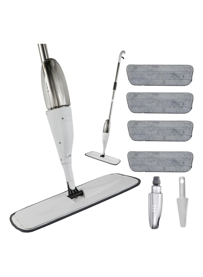 VINNYSEN ممسحة رذاذ من الألياف الدقيقة لتنظيف الأرضيات الرطبة والجافة، وسادات ممسحة قابلة لإعادة الاستخدام، منظف الأوساخ 360 درجة، أبيض، 3 قطع من قماش الرش، 400 مل - Image 1