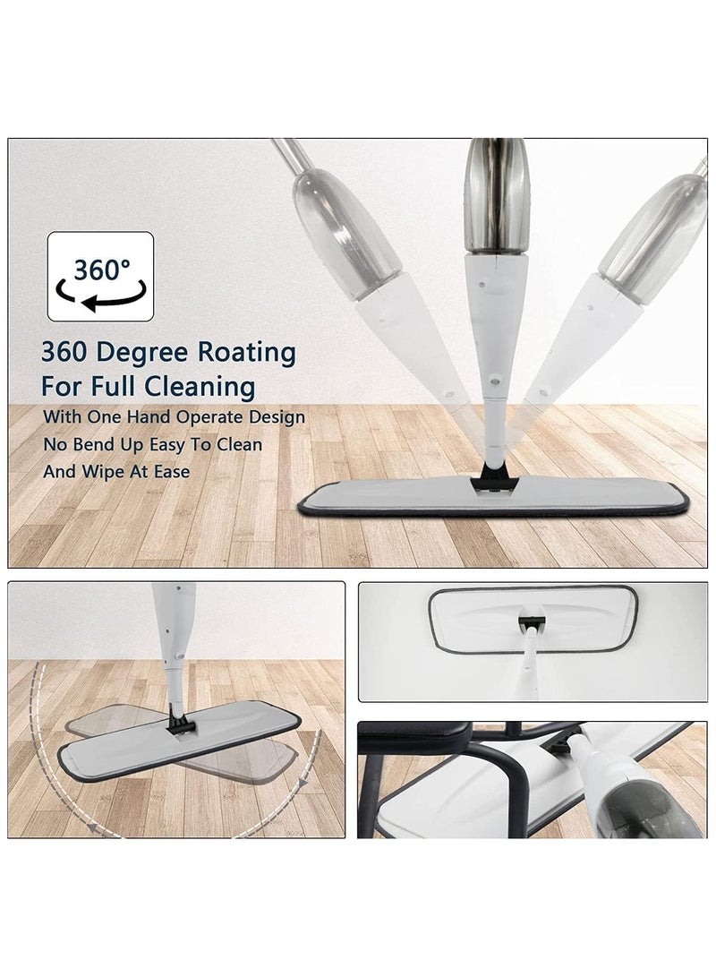 VINNYSEN ممسحة رذاذ من الألياف الدقيقة لتنظيف الأرضيات الرطبة والجافة، وسادات ممسحة قابلة لإعادة الاستخدام، منظف الأوساخ 360 درجة، أبيض، 3 قطع من قماش الرش، 400 مل - Image 5