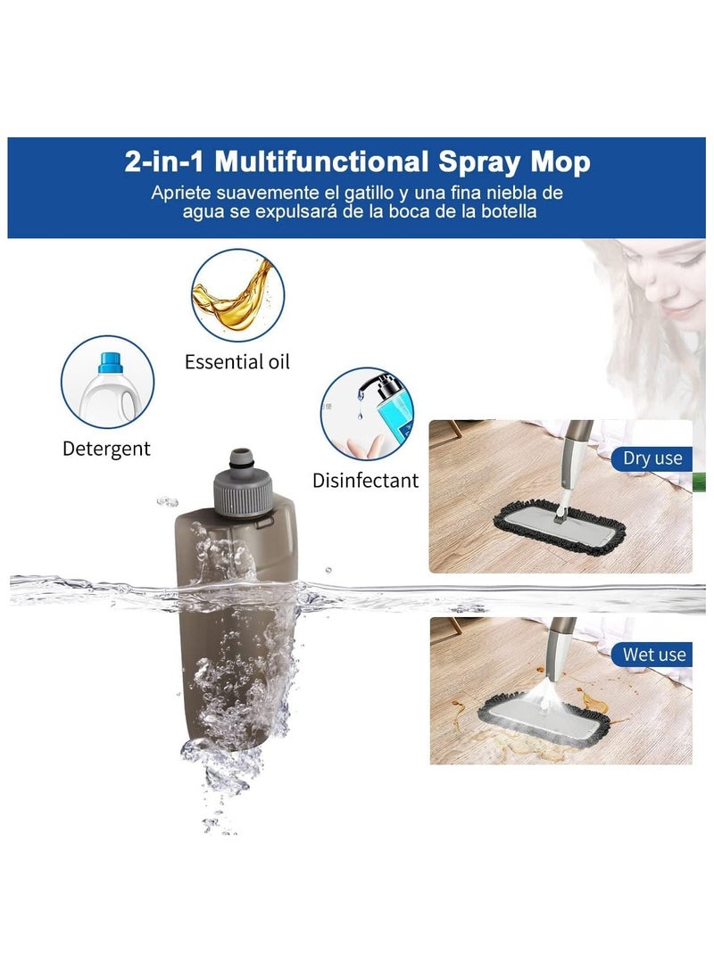 VINNYSEN ممسحة رذاذ من الألياف الدقيقة لتنظيف الأرضيات الرطبة والجافة، وسادات ممسحة قابلة لإعادة الاستخدام، منظف الأوساخ 360 درجة، أبيض، 3 قطع من قماش الرش، 400 مل - Image 3