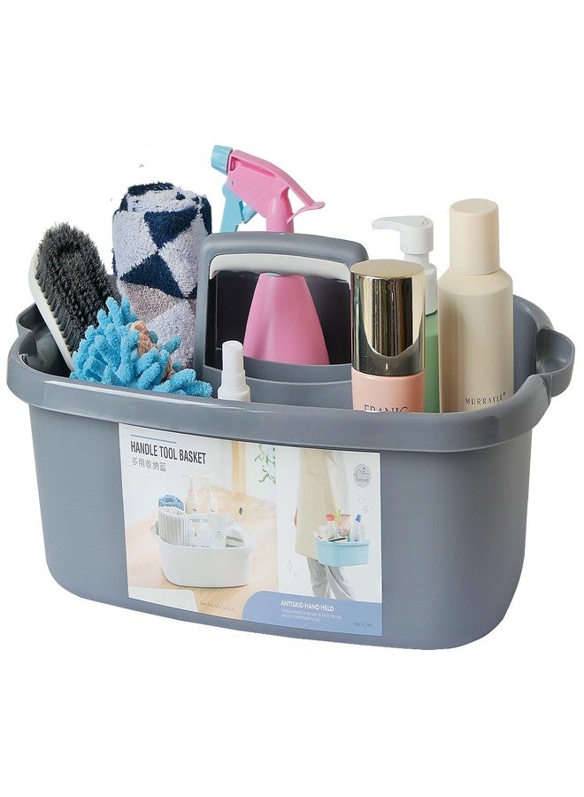ANNIYA Large Plastic Cleaning Supply Caddy with Handle, Portable Cleaning Tool Storage Tote for Dorm, Bath, Pantry (Dark Grey) - Image 1