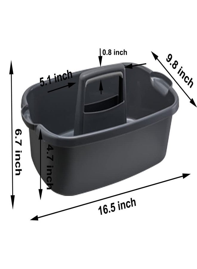 ANNIYA Large Plastic Cleaning Supply Caddy with Handle, Portable Cleaning Tool Storage Tote for Dorm, Bath, Pantry (Dark Grey) - Image 2