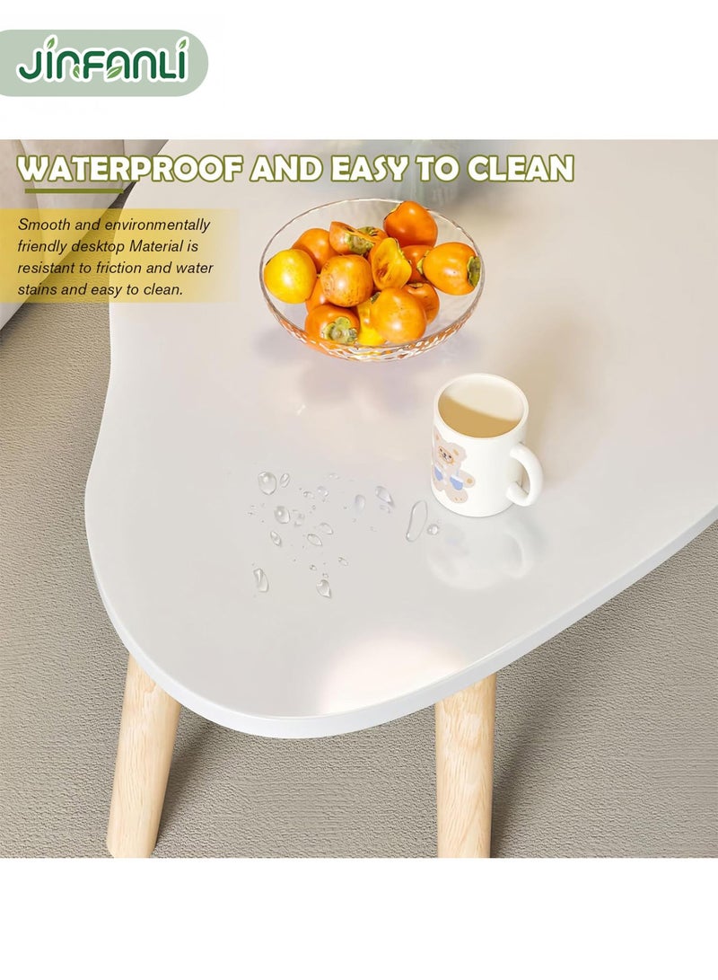 جين فان ل أنا طاولة قهوة سحابية، طاولة شاي بيضاء حليبية، أريكة بسيطة، أرجل منخفضة من الخشب الصلب، طاولة شاي غير منتظمة حديثة، مناسبة لغرفة المعيشة، شقة صغيرة، [أبيض دافئ] 100*50*42 سم - Image 4