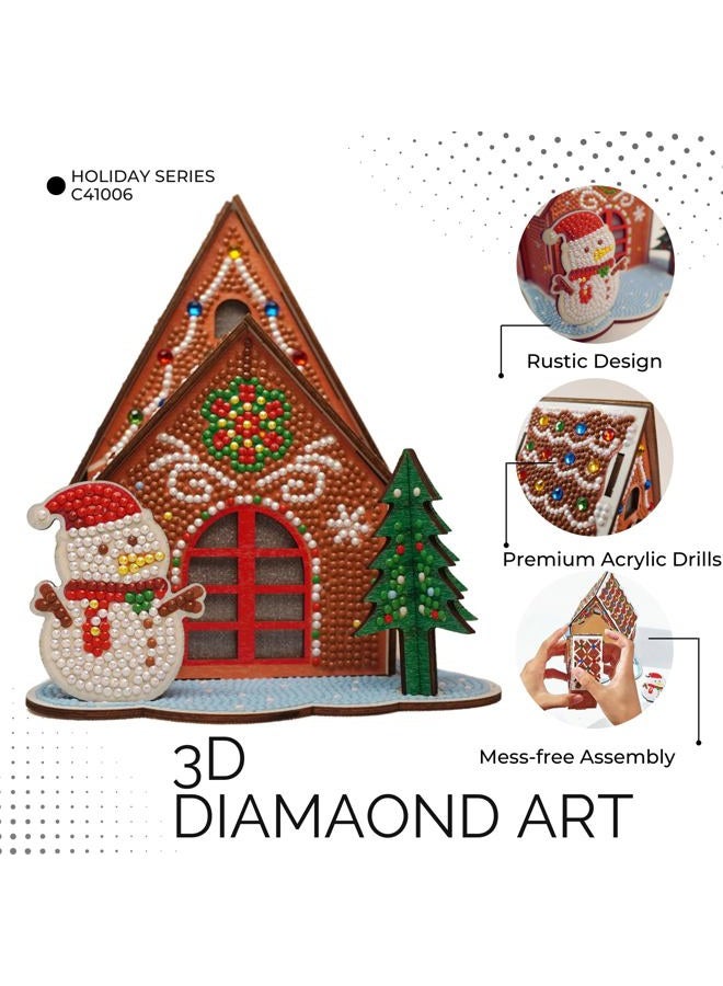 Party Ready 3D Diamond Painting Gingerbread House Kit – DIY Holiday Décor, Full Drill Mosaic Art for Adults and Kids, Festive Craft Kit - Image 2