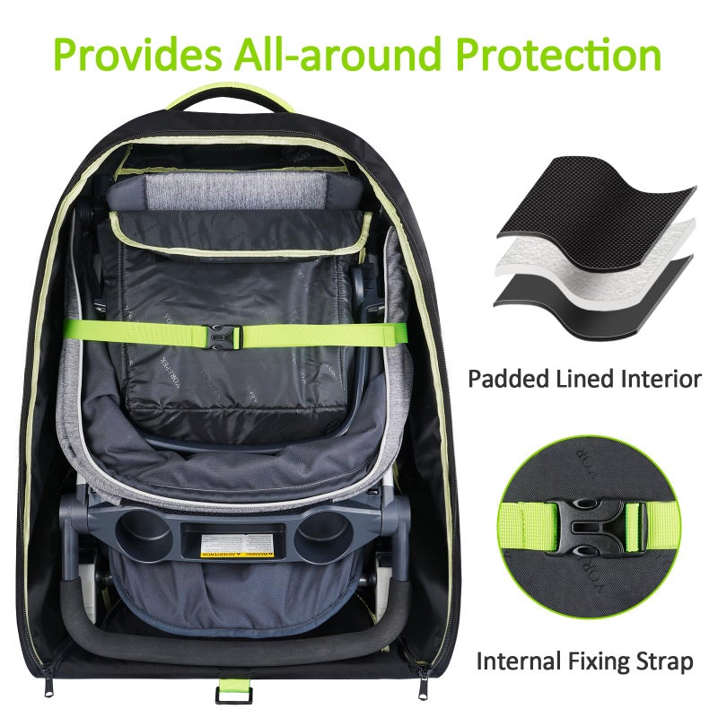 YOREPEK Padded Stroller Travel Bag with Wheels for Airplane, Fits Nuna Mixx Next/Triv Next(Remove All Wheels), with a Separate Pocket to Store Stroller Wheels, Gate Check Stroller Bag for Air Travel - Image 3