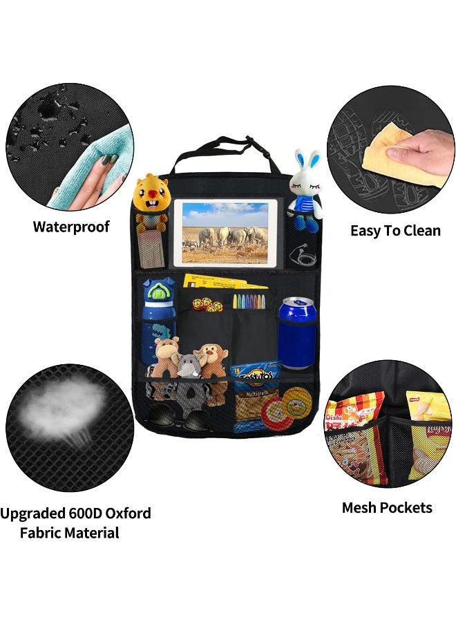 Ecurfu Backseat Car Organizer, Back Seat Protectors Kick Mats, Car Storage Bag with iPad Tablet Holder + 9 Storage Pockets for Kids Toddlers, Travel Accessories (1PC) - Image 2