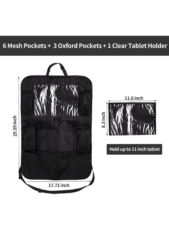 Ecurfu Backseat Car Organizer, Back Seat Protectors Kick Mats, Car Storage Bag with iPad Tablet Holder + 9 Storage Pockets for Kids Toddlers, Travel Accessories (1PC) - Image 3