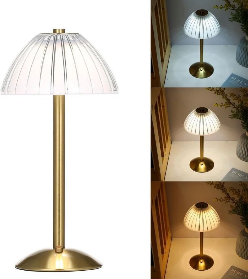 مينيهوم Nordic Style Diamond USB Rechargeable LED Touch Lampshade Table Lamp