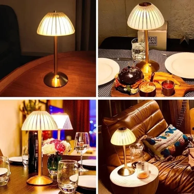 مينيهوم Nordic Style Diamond USB Rechargeable LED Touch Lampshade Table Lamp