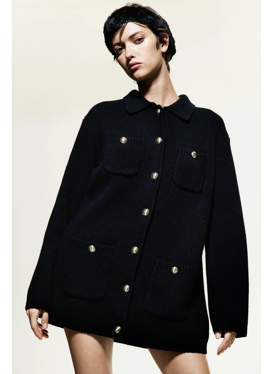 اتش اند ام Rib-Knit Wool Cardigan