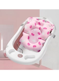 1 X Foldable Baby Bathtub; 1 X Bath Cushion-pink