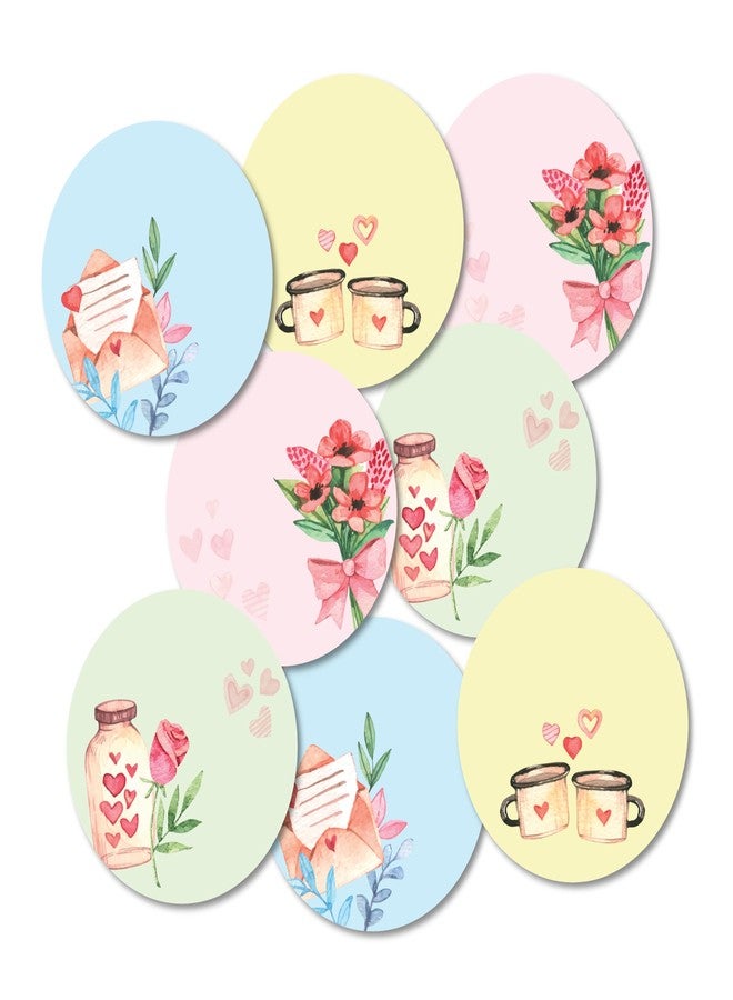 weRevel Classic Love Theme Note Stickers, 40 Count, 2 Inches, Round, 4 Unique Designs - Image 1