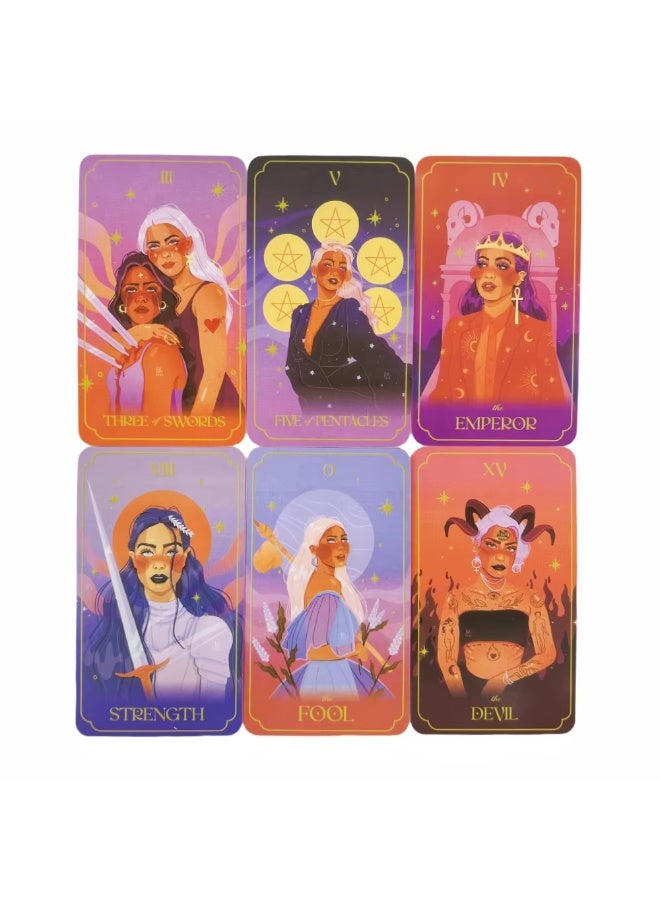 NIBEMINENT Cute lady Tarot deck set. Complete set of Tarot cards. Includes all 78 cards in the typical Tarot deck set. - Image 4