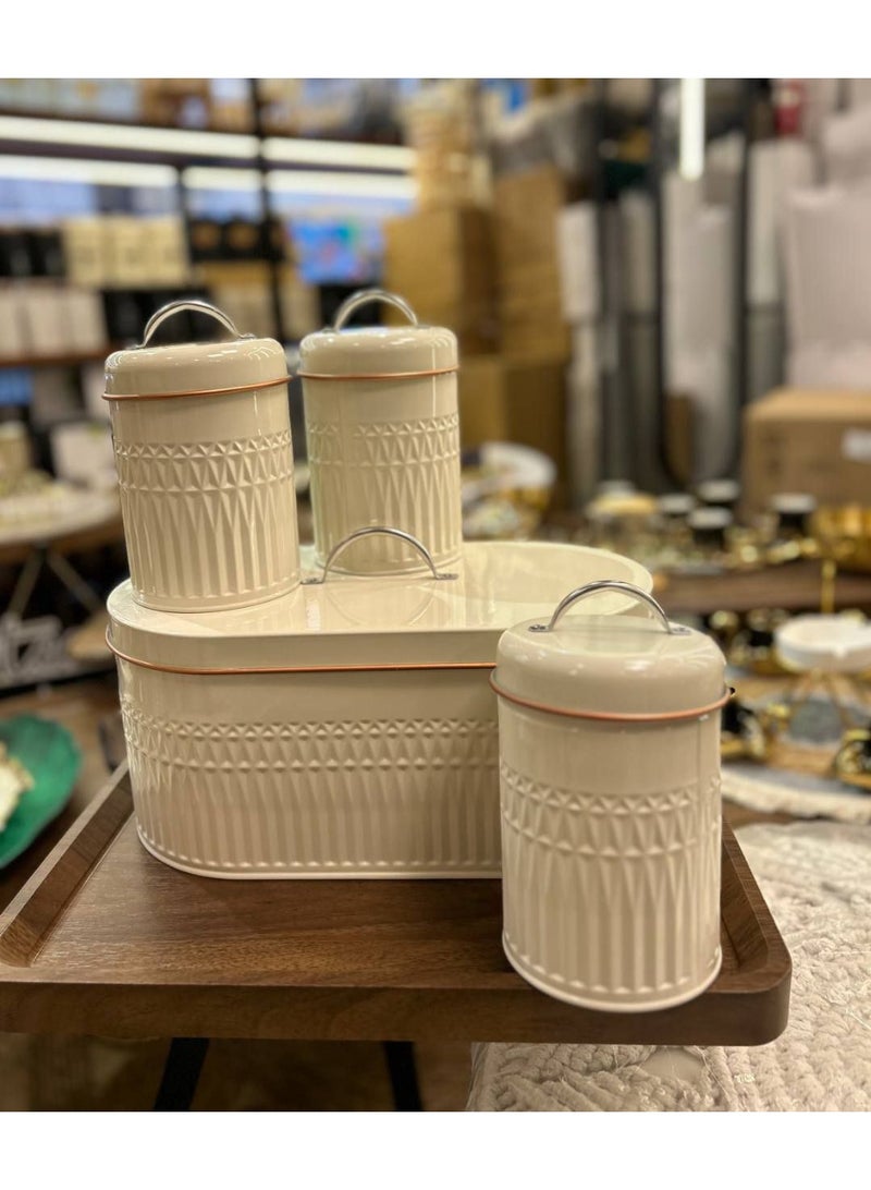 Storage set (coffee and teapot) - Matte metal - White - Image 1