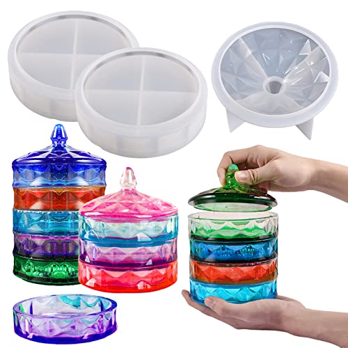 Wehous Multi-Layer Box Resin Mold with Lid, Silicone Storage Box Mould for Epoxy Casting, Stackable Organizer Decor Container for Storage Jewelry Trinket Candy DIY Crafts - Image 1
