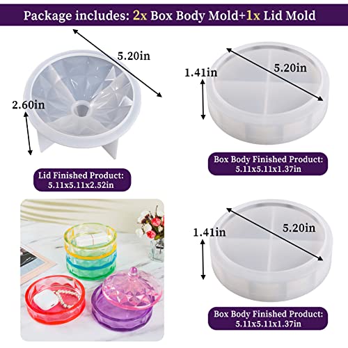 Wehous Multi-Layer Box Resin Mold with Lid, Silicone Storage Box Mould for Epoxy Casting, Stackable Organizer Decor Container for Storage Jewelry Trinket Candy DIY Crafts - Image 2