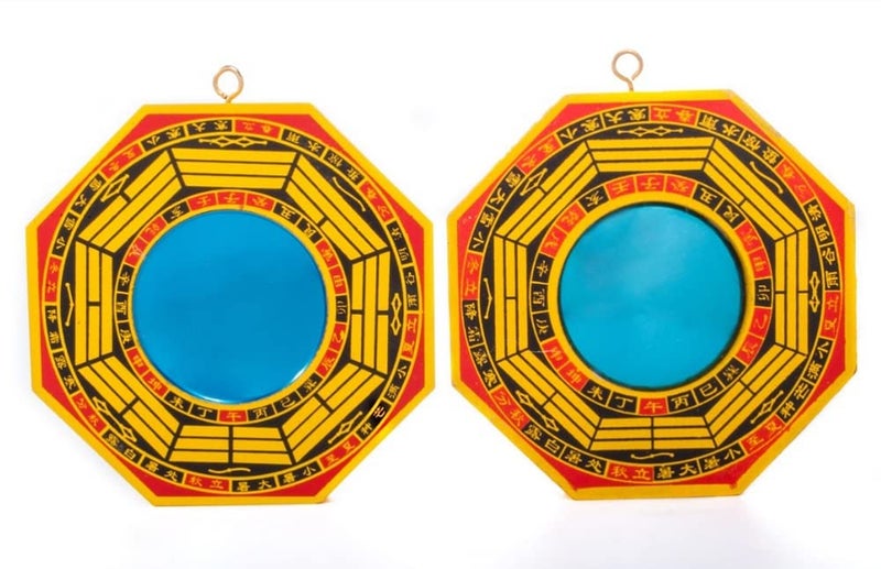 DMtse 4 Inch Bagua Mirror Set of 2 for Protection One Concave Mirror for Protection Against Passive Negative Energy  One Convex Mirror for Protection Against Active Harmful Energy