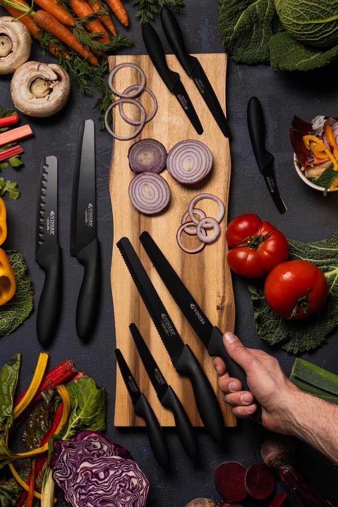 Viners Premium International 4-Piece Stainless Steel Knife Set for Kitchen with Soft Grip Handles, Assure | Sharp Chef, Utility, Paring, and Bread Knives | Crafted in UK - Image 2