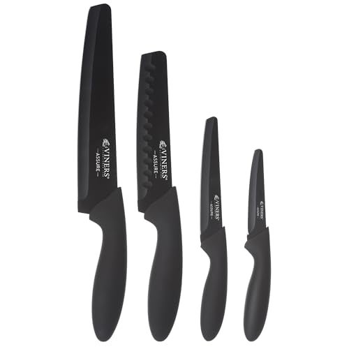 Viners Premium International 4-Piece Stainless Steel Knife Set for Kitchen with Soft Grip Handles, Assure | Sharp Chef, Utility, Paring, and Bread Knives | Crafted in UK - Image 1