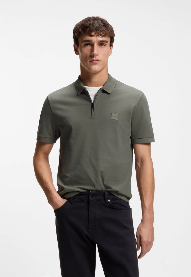 بوس Stretch-cotton slim-fit polo shirt with logo patch