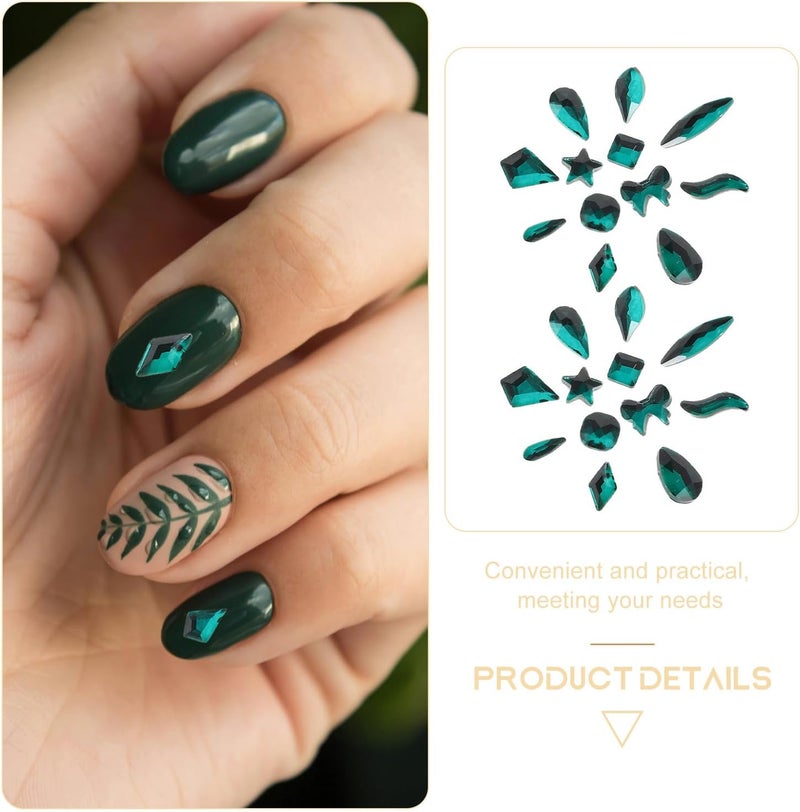 120pcs Green Flatback Rhinestones Nail Art Charms 12-Grid Nail Decorations DIY Accessories for Women Home Use - Image 3