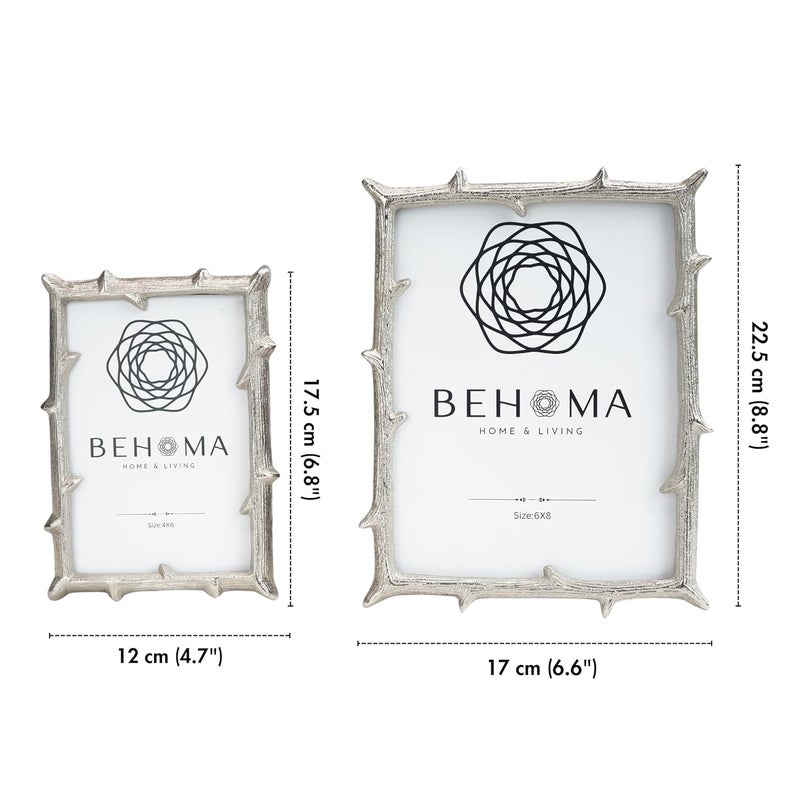 BEHOMA Silver Elegant Metal Twig Designer Photo Frame Perfect for Home Decor Table Decor Best Gift for home decor Birthday Anniversary Mothers Day 4x6 Inches 6x8 Inches Set of 2 - Image 5