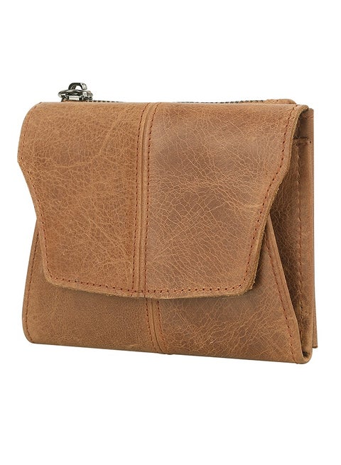 Genuine Leather Multifunctional Cowhide Coin Purse And Card Holder - Fashion Vintage Women's Wallet (Dark Brown) (Holds 10-30 Coins), 3 Card Slots (Holds 3-7 Cards) And A Slip Pocket For Bills/Banknotes