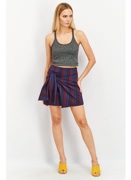 VERO MODA Women Stripe Mini Skirt, Navy  - Image 2