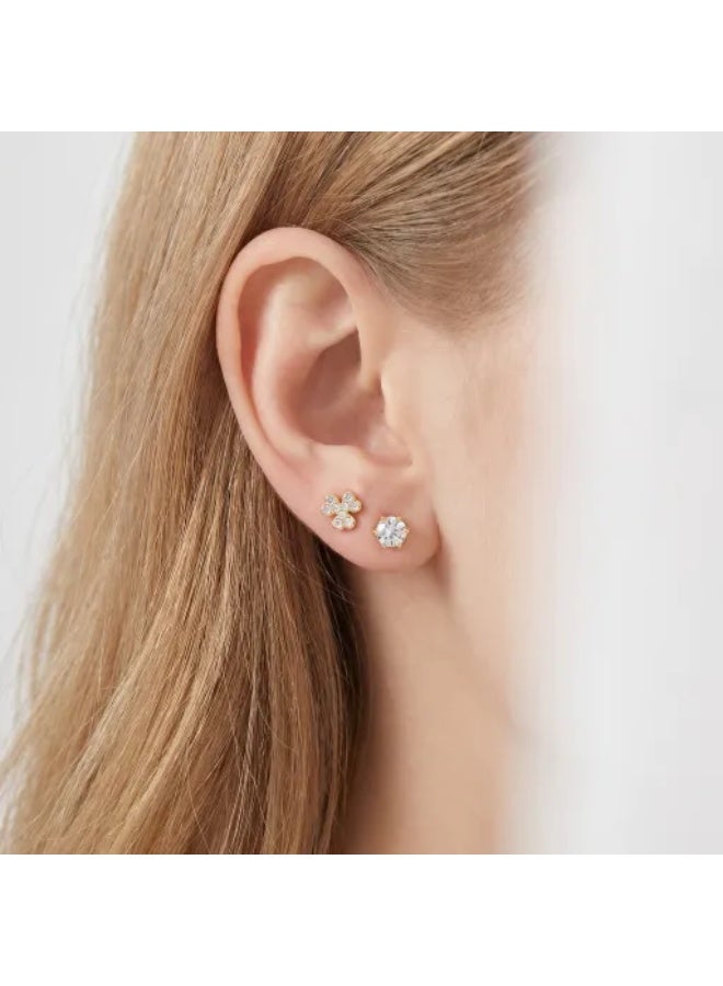 MTZ Gold Plated Earring Set for Women, 3 Pairs CZ Flower Tassel & Stud Earrings, Hypoallergenic Jewelry for Wedding/Party/Everyday - Image 4