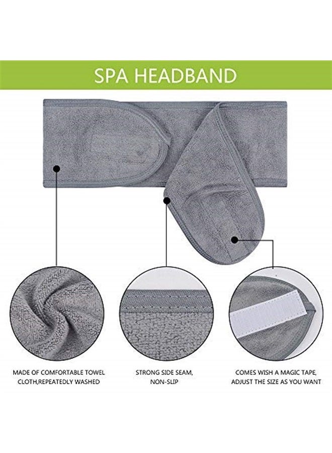 Sinland Spa Headband for Women Ultra Soft Adjustable Makeup Hair Band with Magic Tape, Stretch Head Wrap for Bath, Shower, Facial Mask, Yoga - Image 3