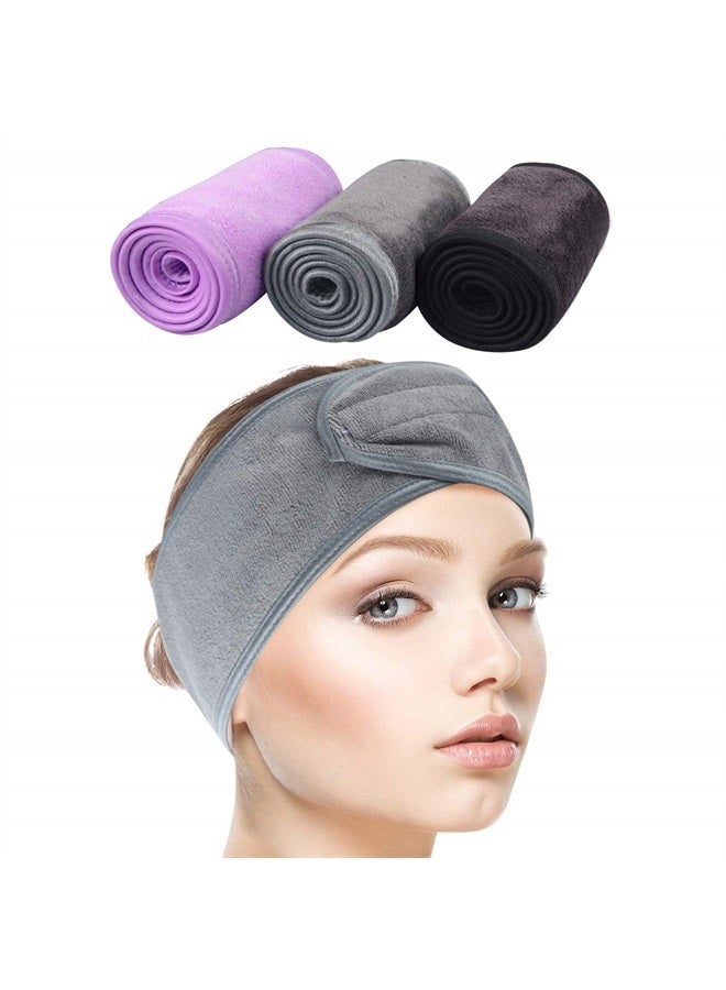 Sinland Spa Headband for Women Ultra Soft Adjustable Makeup Hair Band with Magic Tape, Stretch Head Wrap for Bath, Shower, Facial Mask, Yoga - Image 1