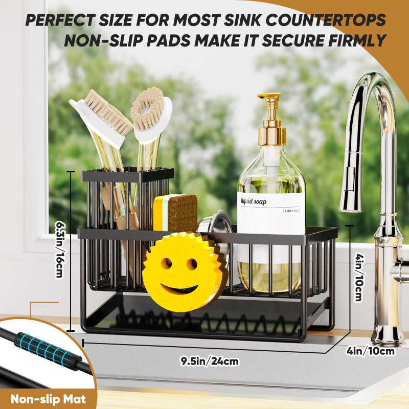Taugast Sponge Holder for Kitchen Sink,Smiley Face Sink Caddy with Removable Brush Holder,Self-Draining Sponge Caddy for Sponge,Soap,Dish Brush,Scrubber,Kitchen Essentials and Gadgets - Image 5