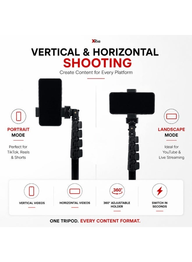 XRIA MT-160S Mobile Phone Tripod Stand 2M with Phone Holder, Adjustable 67-200cm Heavy Duty Steel Tripod for TikTok, YouTube, Live Streaming, Video Recording & Photography - Image 5