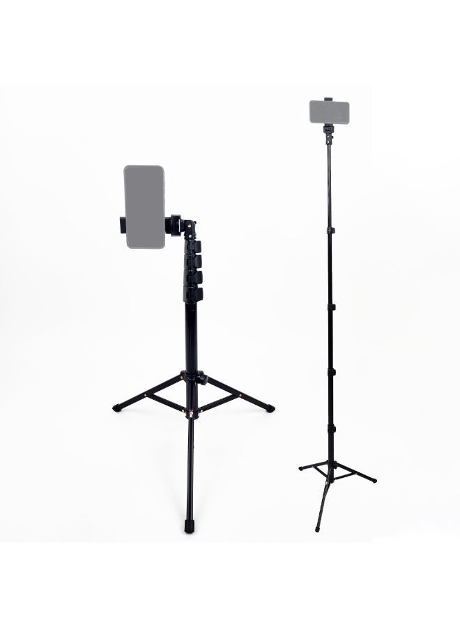 XRIA MT-160S Mobile Phone Tripod Stand 2M with Phone Holder, Adjustable 67-200cm Heavy Duty Steel Tripod for TikTok, YouTube, Live Streaming, Video Recording & Photography - Image 1