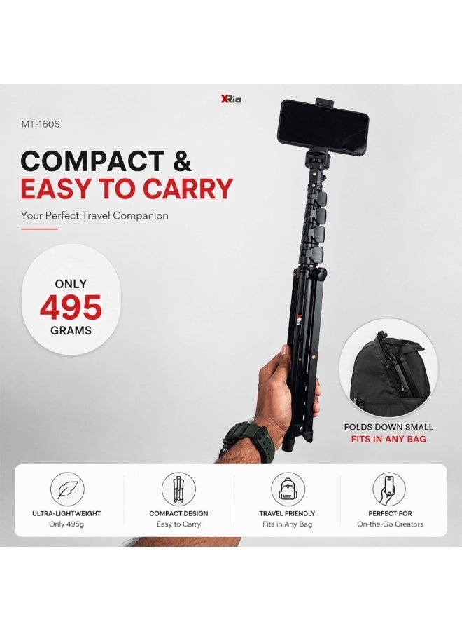 XRIA MT-160S Mobile Phone Tripod Stand 2M with Phone Holder, Adjustable 67-200cm Heavy Duty Steel Tripod for TikTok, YouTube, Live Streaming, Video Recording & Photography - Image 3