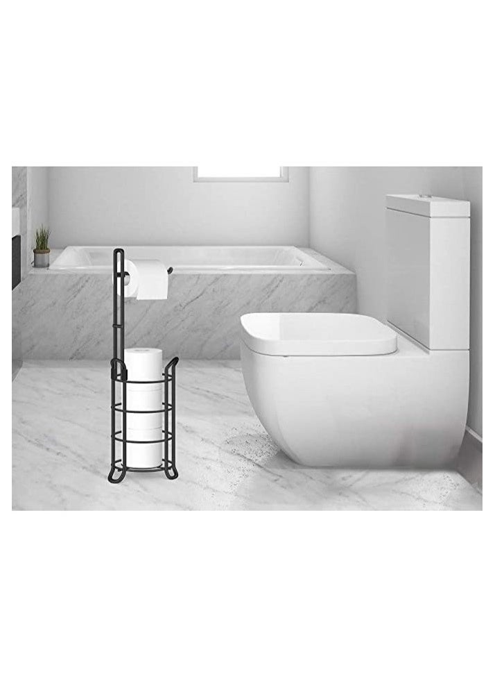 Round Black Floor-Mounted Toilet Paper Holder - Image 5