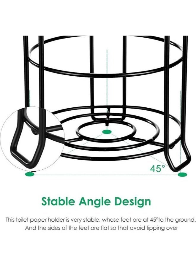 Round Black Floor-Mounted Toilet Paper Holder - Image 4