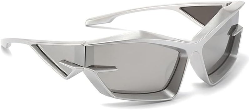 X spring Futuristic Sunglasses, Sports Wrap Around Shield Cat Eye Glasses, Mirrored UV Protection Fashion Eyewear, for Women Men, Ideal for Rave Parties, Summer Fashion Accessories - Image 1