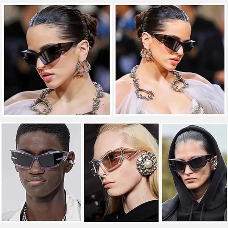 X spring Futuristic Sunglasses, Sports Wrap Around Shield Cat Eye Glasses, Mirrored UV Protection Fashion Eyewear, for Women Men, Ideal for Rave Parties, Summer Fashion Accessories - Image 2