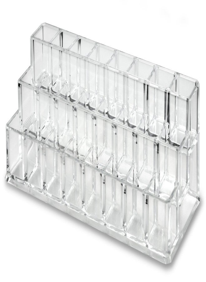 باي أليجوري منظم مكياج أحمر الشفاه من الأكريليك متعدد الطبقات من باي أليجوري | تخزين مستحضرات التجميل بـ 24 مساحة - 3 طبقات (شفاف) - Image 2