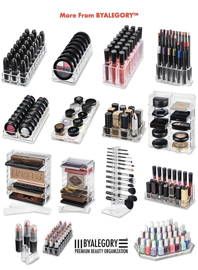 باي أليجوري منظم مكياج أحمر الشفاه من الأكريليك متعدد الطبقات من باي أليجوري | تخزين مستحضرات التجميل بـ 24 مساحة - 3 طبقات (شفاف) - Image 4