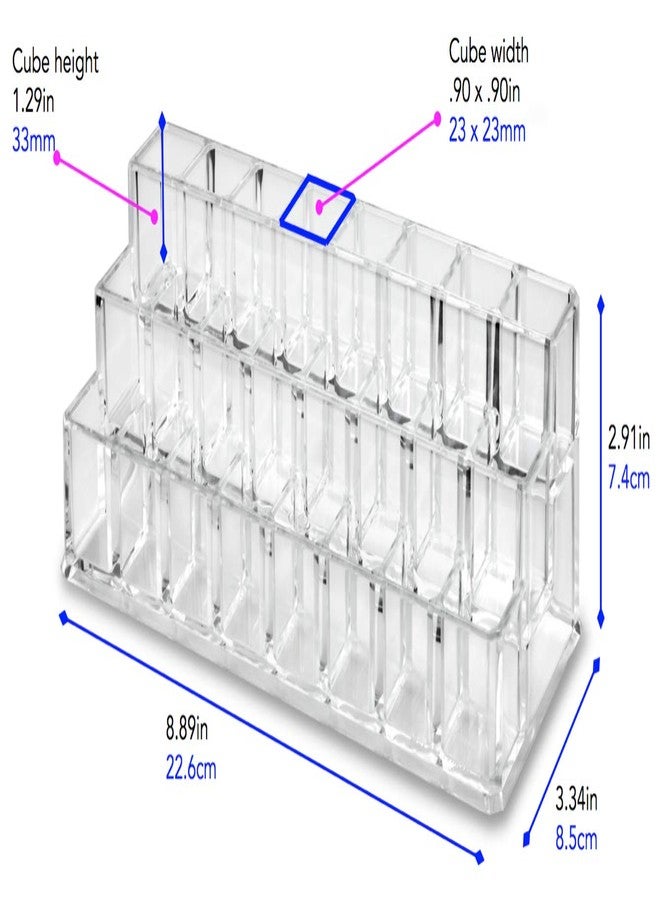 باي أليجوري منظم مكياج أحمر الشفاه من الأكريليك متعدد الطبقات من باي أليجوري | تخزين مستحضرات التجميل بـ 24 مساحة - 3 طبقات (شفاف) - Image 3