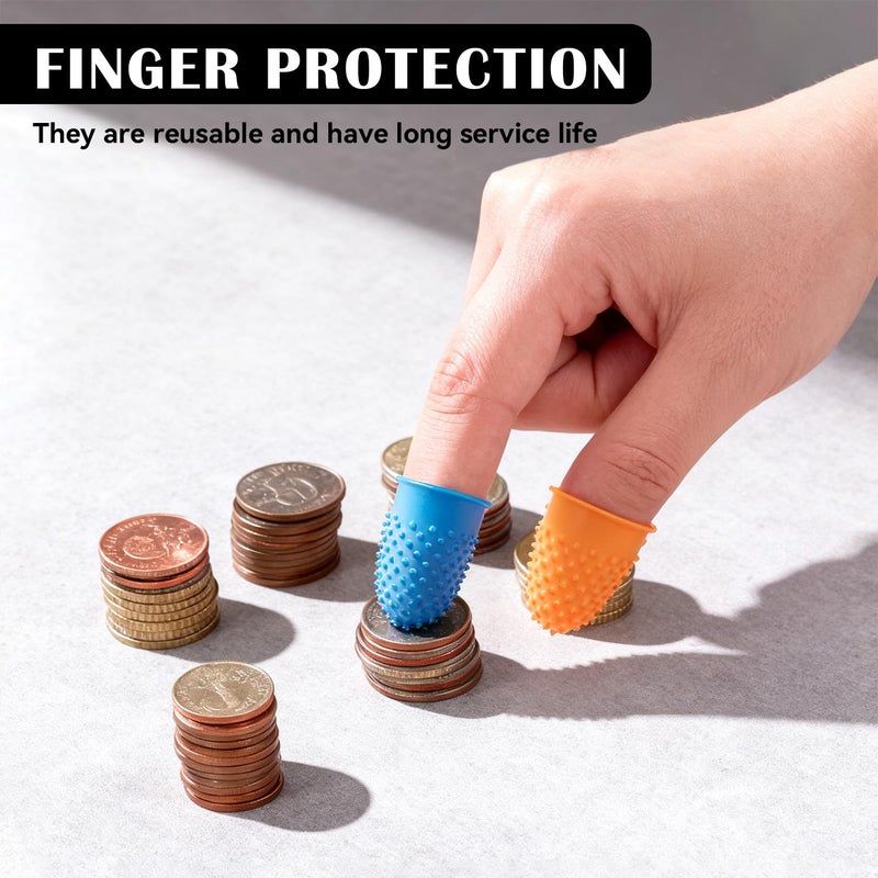 uadbau 5 PCS Rubber Finger Tips Covers, Finger Protectors in 5 Colors and Sizes, Reusable Silicone Thimble, Great for Paperwork, Money Counting, Sewing, Cutting, and Thimbles for Hand Embroidery - Image 2
