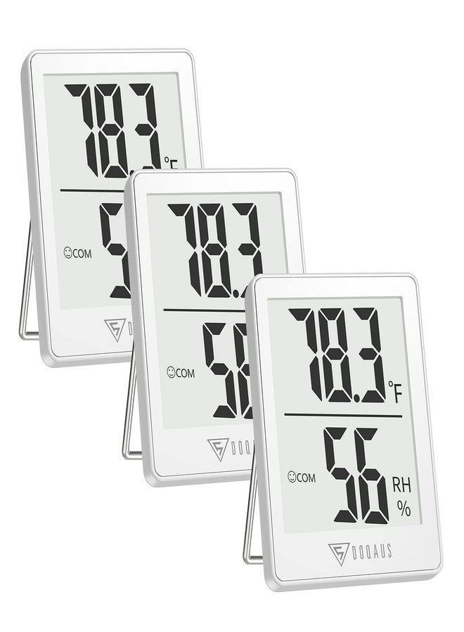 DOQAUS Indoor Thermometer [3 Packs], Humidity Gauge Room Thermometer for Home, Digital Hygrometer, Accurate Temperature Humidity Monitor Meter for House, Office, Greenhouse, Home White (2.3X1.8inch) - Image 1