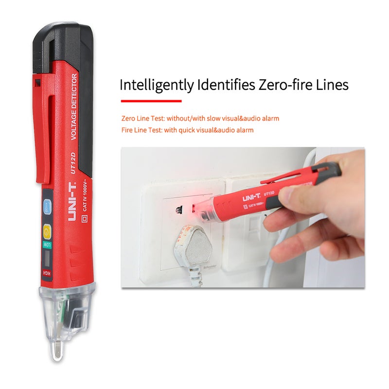 UNI-T Portable Non-contact AC Voltage Tester Pen Shaped V～Alert Detector with Sound and Light Alarm and LED Flashlight - Image 5