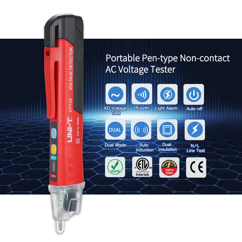 UNI-T Portable Non-contact AC Voltage Tester Pen Shaped V～Alert Detector with Sound and Light Alarm and LED Flashlight - Image 2
